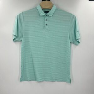 PGA TOUR Men's Short Sleeve Feeder Stripe Polo‎ Shirt Light Blue Size Large